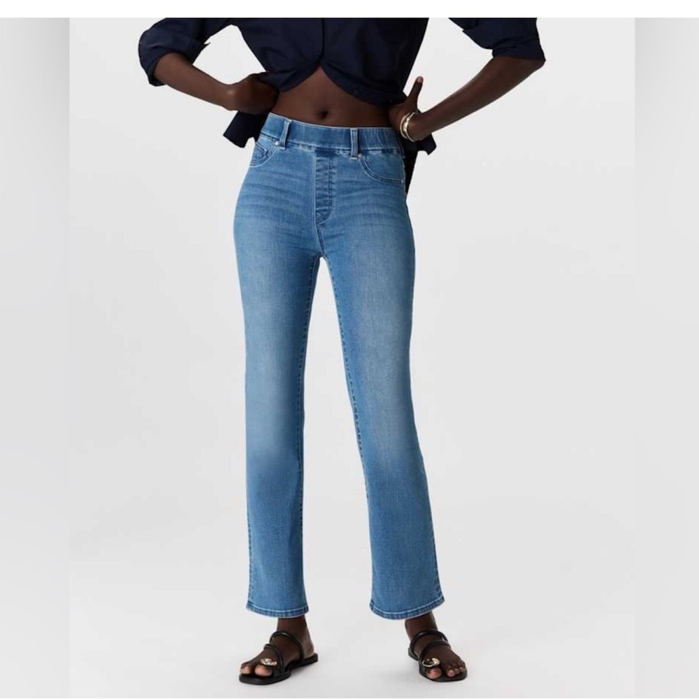 Quince Nina Pull On Stretch Kick Flare Jeans Laguna Blue S